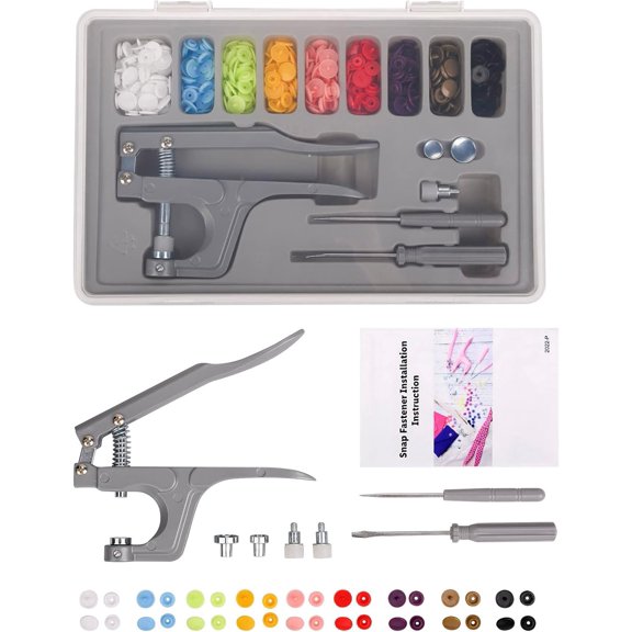 LABAKUI-Plastic Snap Fastener Kit with Plier, Grey