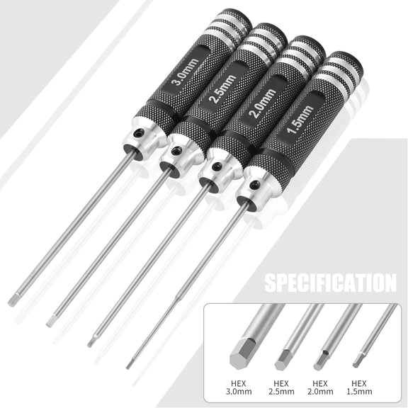LABAKUI-RC Hex ScrewDriver Set - 4pcs 1.5mm 2.0mm 2.5mm 3.0mm RC Tool Kit