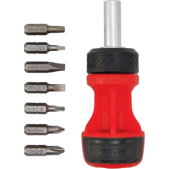 LABAKUI-Ratcheting Screwdriver, Stubby Push-n-Pick Set with Multi-Bits, 8 Piece (CMHT68132)