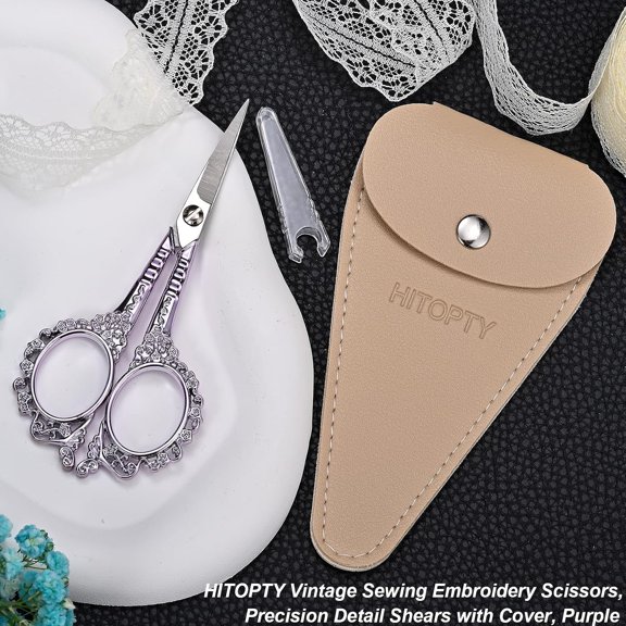 LABAKUI-Sewing Embroidery Scissors, 4.5 Sharp Crochet Shears with Cover