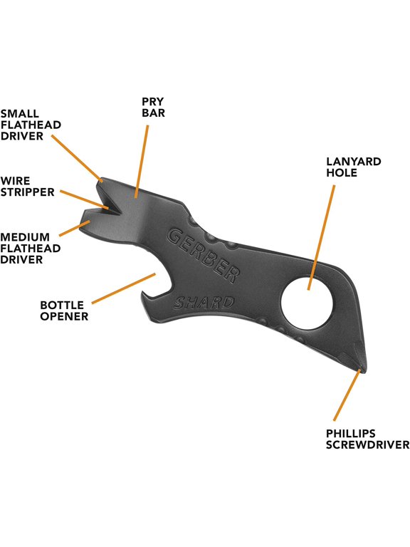 -Shard 7-in-1 EDC Keychain Multitool, Bottle Opener, Pry Bar, Black
