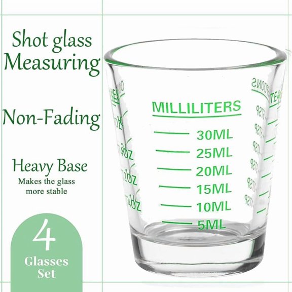 LABAKUI-Shot Glass Measuring Cup | Non Fading Set of 4 | Bar Bartender Accessories, Jigger for Bartending