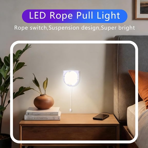 LABAKUI-Stick Up Light Bulb, 2Pack Battery Operated LED Light Bulbs with Pull Chain