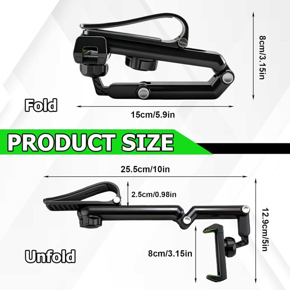 LABAKUI-Sun Visor Car Phone Holder, 1080 Rotating Foldable Cell Phone Mount