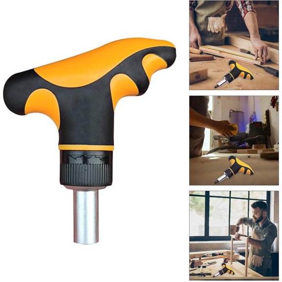 LABAKUI-T Handle Ratcheting Driver 1/4 Ratcheting Bit Driver T Handle with 1/4inch Magnetic Extension Socket Drill Bit Holder