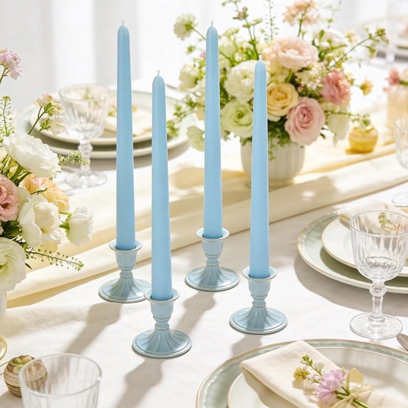 LABAKUI-Taper Candles, 10 Inch, 12 Pack, Sky Blue Unscented, Smokeless