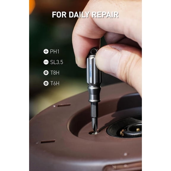 LABAKUI-Titanium Small Screwdriver Set with 4 Magnetic Bits (Grey)