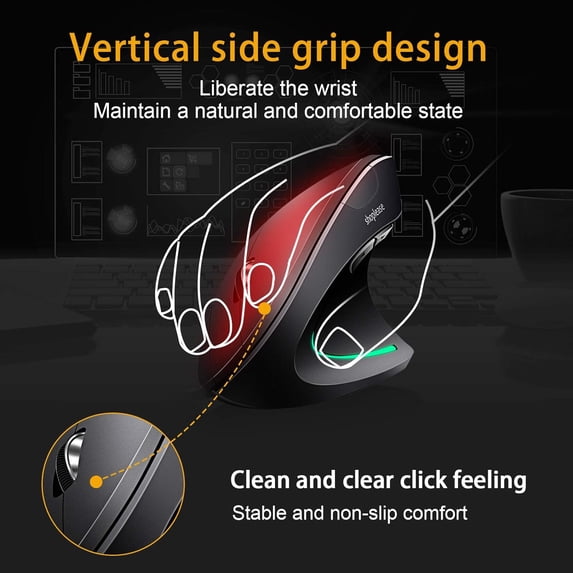 LABAKUI-Wired Vertical Mouse, Optical Ergonomic Mouse with 4 Adjustable ...