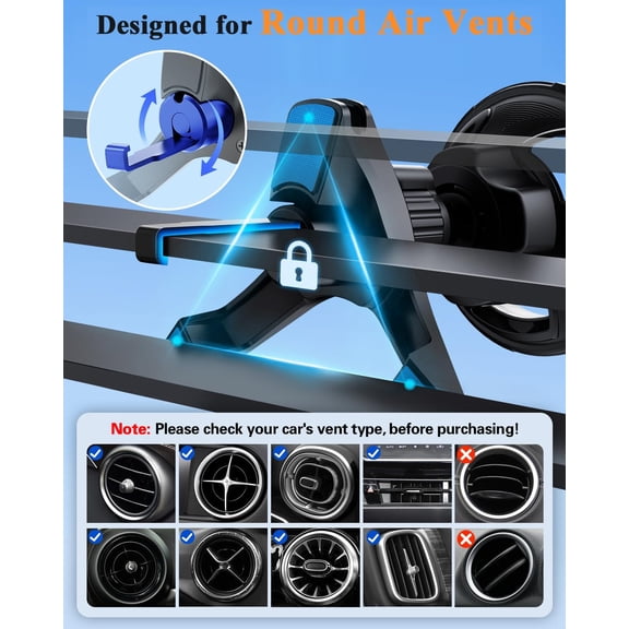LABAKUI-for Magsafe Car Mount [Air Vent & Dashboard]: Magnetic Phone Holder for Round/Horizontal/Vertical Vent, Strong Magnet for iPhone 16 15 14 13 12 Pro Max Plus Samsung S24 Ultra Cell Phone Case