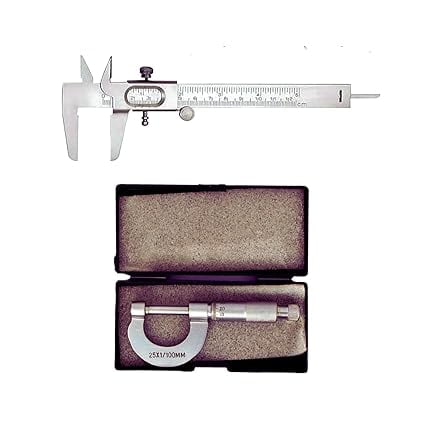 LABAURA Metal Vernier Caliper 12.5cm and Screw Gauge 25mm Combo | Metalic Micrometer Slide | Used for Measurements of Round Objects and Depth | Ideal For Engineering, Machinery, Science Labs