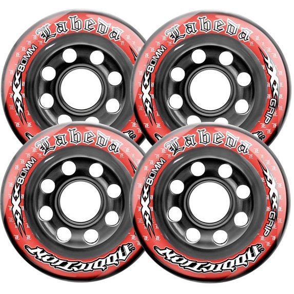 LABEDA WHEELS Inline Roller Hockey ADDICTION XXX 72mm 81A 4-PACK Skate Wheel RED