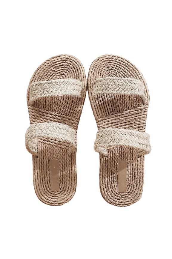 Tineasur Women's Beige Straw Sandals, 1 Pair Comfortable and Stylish Beach Shoes, Lightweight Footwear