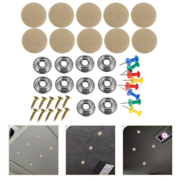LABELEPH 10Pcs Car Roof Headliner Repair Button in Grey Cloth and Metal for Car Owners