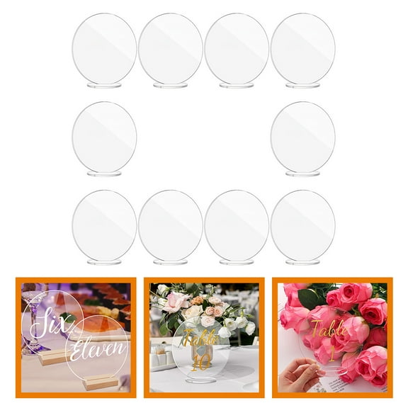 LABELEPH 10Pcs Round Table Sign for Wedding Name Tags 2.36X2.36X0.16in