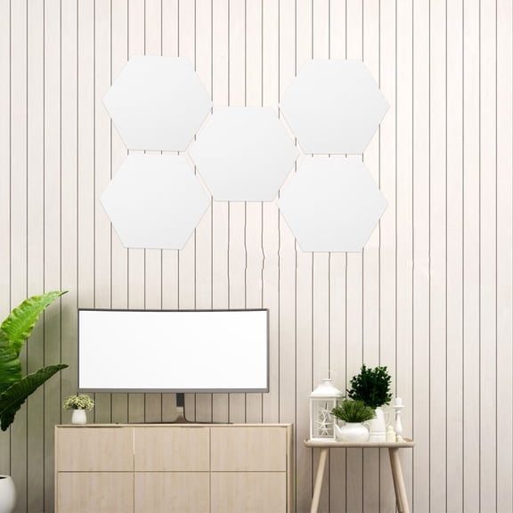 LABELEPH 12Pcs Hexagon Mirror Tiles Acrylic Reflect Light Silver Homeowners Living Room