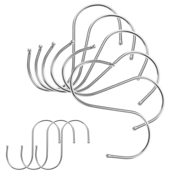 Tineasur 12Pcs Iron S Hooks Metal Hanging Hooks for Clothes Bags Home Use Golden Color