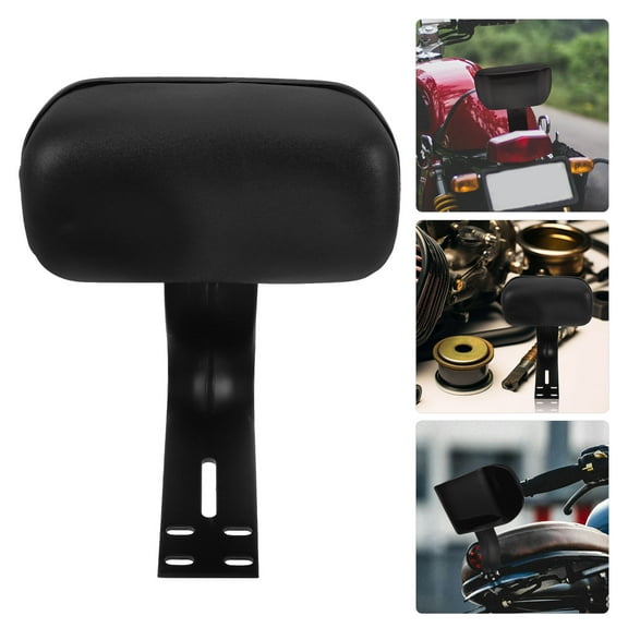Tineasur Black Motorcycle Rear Seat Backrest Replacement Cushion Steel Frame Sponge