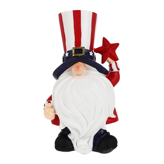 LABELEPH 1 Pack Gnome Figurine 8x8x15.5cm Resin Garden Statue Decorative Home for Fourth of July Indoor Outdoor Party