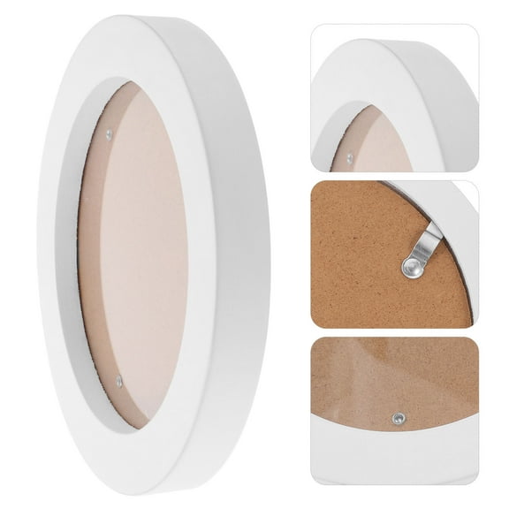 LABELEPH 1Pack Small Round Picture Frame Wooden Travel Picture Frame 6.09X6.09in White for Bedroom and Sitting Room