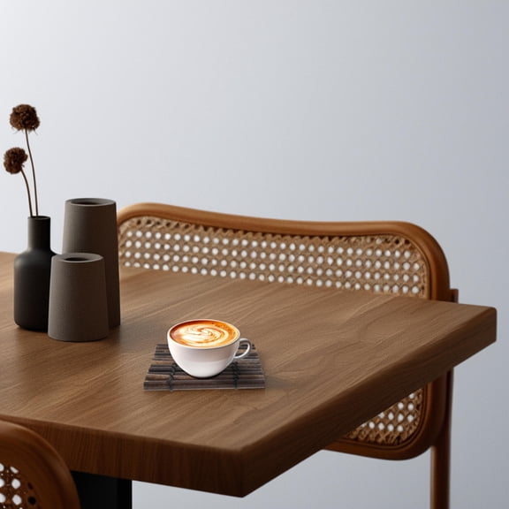 LABELEPH 1Pack Teacup Pad 13.0X13.0X0.4In Bamboo Dark Brown Square Heat Insulation Smooth Finish