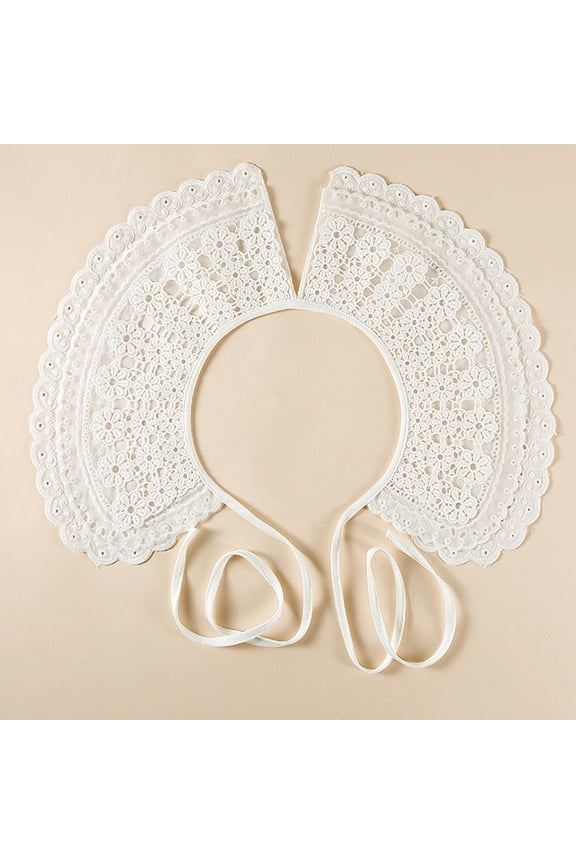 1Pc White Lace Collar for Women in Lace Style with Blended Fabric