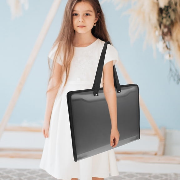 LABELEPH 1Pcs File Sorting Bag Artwork Storage Bag for Professional Art Use Black Plastic Large Capacity