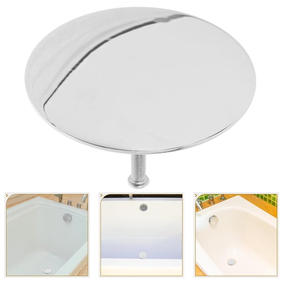 LABELEPH 1Pcs Silver Copper Bathtub Drain Stopper for Bathroom Use Flat Shape Water Seal Hair Protection 7.0x7.0x2.0in