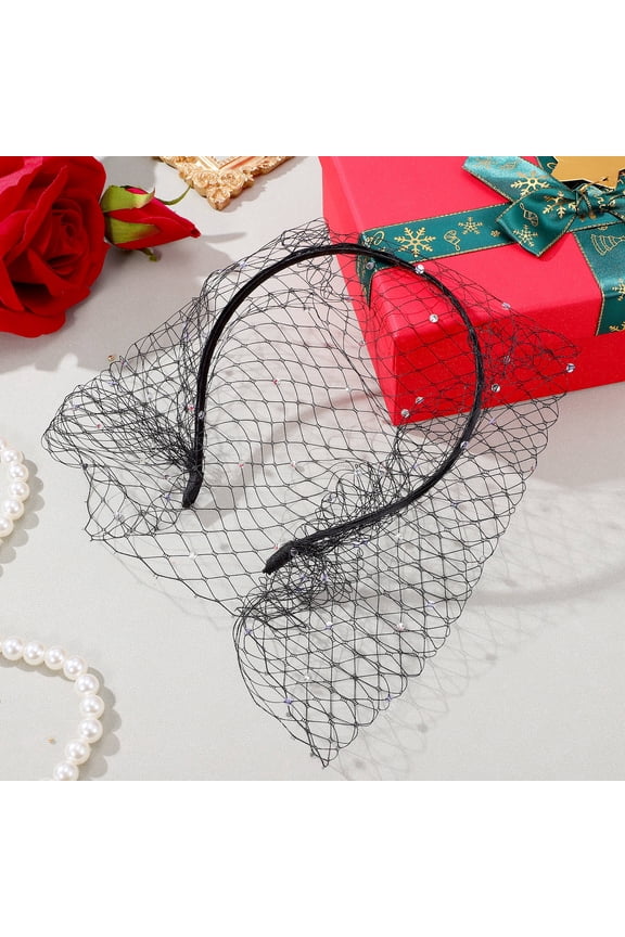 Black Mesh Bridal Veil with Headband for Weddings, Parties, Formal Events, and Special Occasions