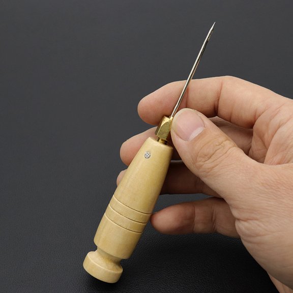 LABELEPH 1Set Handmade Craft Tool Khaki Leather Stitching with Round Handle for Leatherworkers