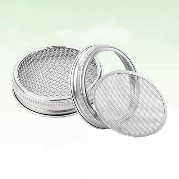 LABELEPH 2Pcs 3.3Inch Circular Sprouting Jar Silver For Draining Sifting Soaking In Kitchen And Home
