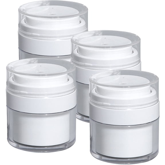 LABELEPH 4Pcs Airless Pump Jars Portable Cream Bottles White 50ml Plastic for Cosmetic Containers Daily Use