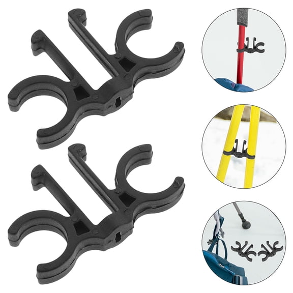 LABELEPH 6Set Black 8 Shaped Trekking Pole Clips for Hiking and Outdoor Sports Hold
