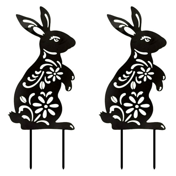 Tineasur Acrylic Lawn Ornaments 2-Pack Easter Yard Decorations Cute Outdoor Bunny Figurines