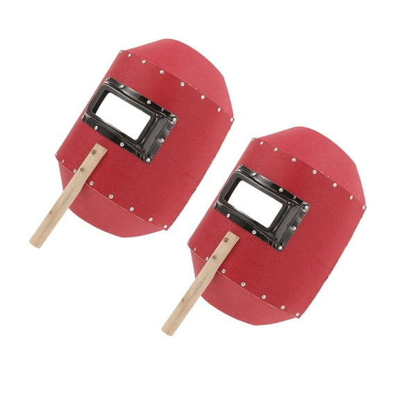 Tineasur 2Pcs Welding Shield Hand Held Red with Vulcanized Fibre Paper and Wood for Welder Safety
