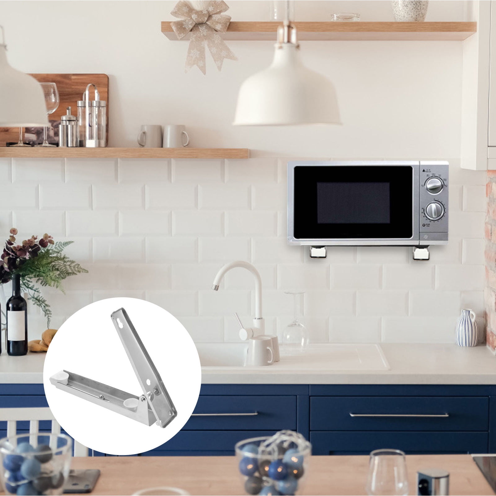 LABELEPH Microwave Wall Bracket 1 Pair Space Saving Storage Easy Installation Stainless Steel