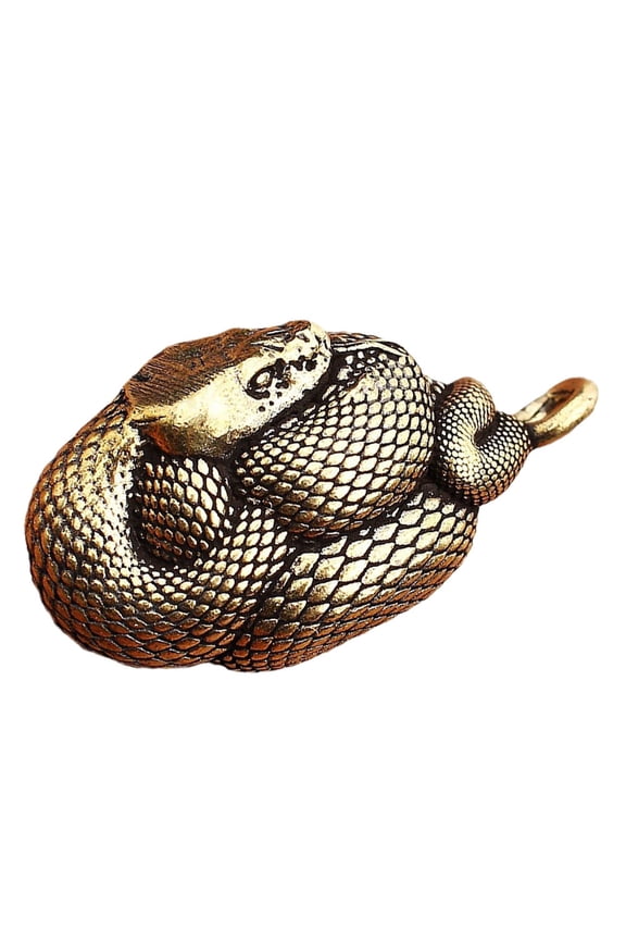 Miniature Snake Figurine 1Pcs Golden Brass Keychain Cute Carving Hanging Pendant