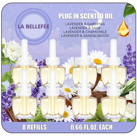 LABELLEFEE Air Freshener Refill Set 8-Piece, Infuse your daily spaces with soothing elegance Lavender & Gardenia Sage Chamomile Sandalwood