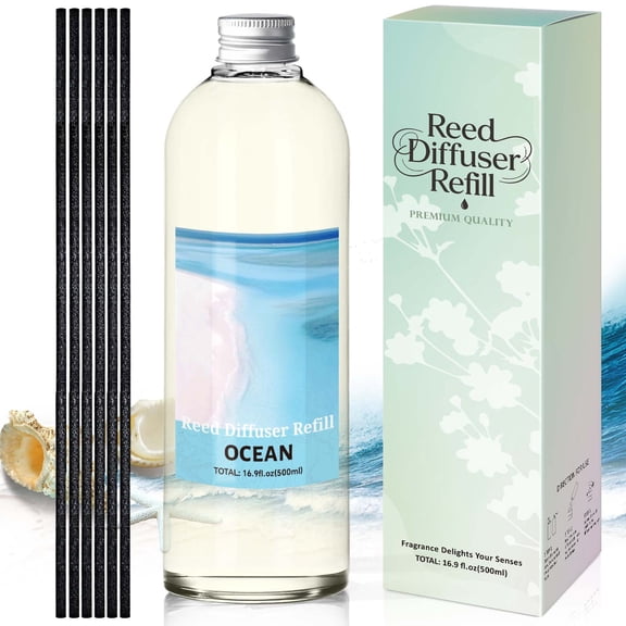LABELLEFEE Ocean Breeze Air Freshener, 500ml Reed Diffuser Refill with Sticks for Home