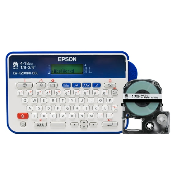 Epson LABELWORKS LW-K200PX-DBL Portable QWERTY Label Maker - Home & Hobbies, Craft & Organize, Dark Blue Printer