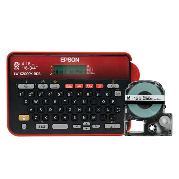 Epson LABELWORKS LW-K200PX-RDB Portable QWERTY Label Maker - Home & Hobbies, Craft & Organize, Red/Black Printer