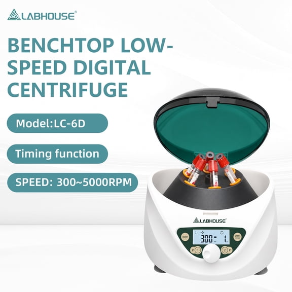 LABHOUSE LC-6D PRP PRF Centrifuge Machine, 300-5000rpm, 2600g, Plasma, 615ml/10ml/7ml/1.5-5ml Tubes, Lab Benchtop Centrifuge with P1/P2 Programs, 30s-99min Timer