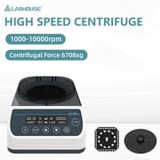 LABHOUSE Lab Digital 10000RPM Micro Centrifuge, High Speed Mini with 2 Rotors for 0.2/0.5/1.5/2ml & 40mm Glass Tubes x12, Max 6708xg