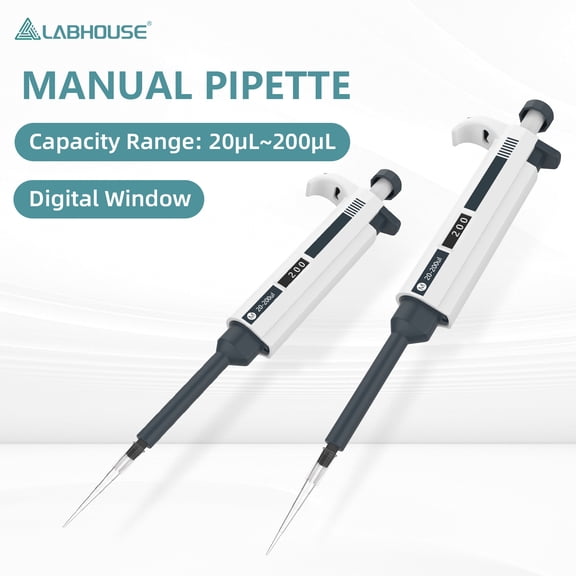 LABHOUSE M200 Micropipette (20-200ul) Single Channel Manual Adjustable Pipettor for Lab Use