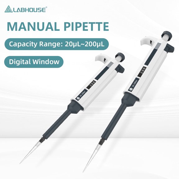 LABHOUSE M200 Micropipette (20-200ul) Single Channel Manual Adjustable Pipettor for Lab Use