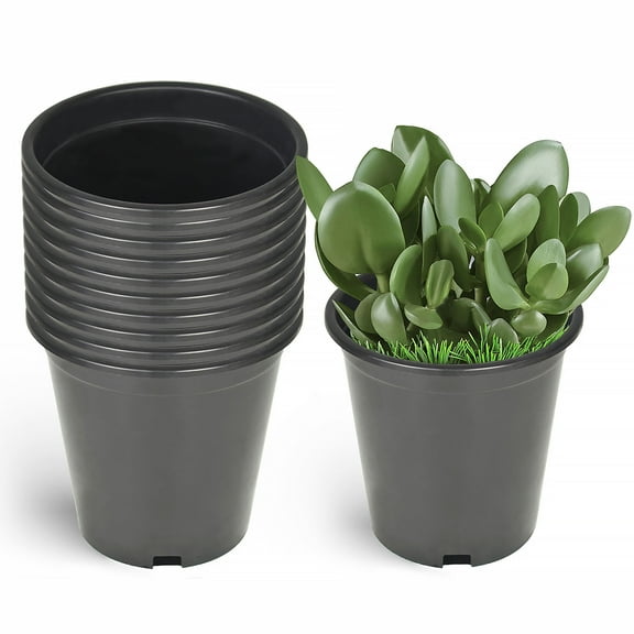 LABLT 10-Pack 1 Gallon Premium Black Nursery Pot Plant Container Garden Planter Pots
