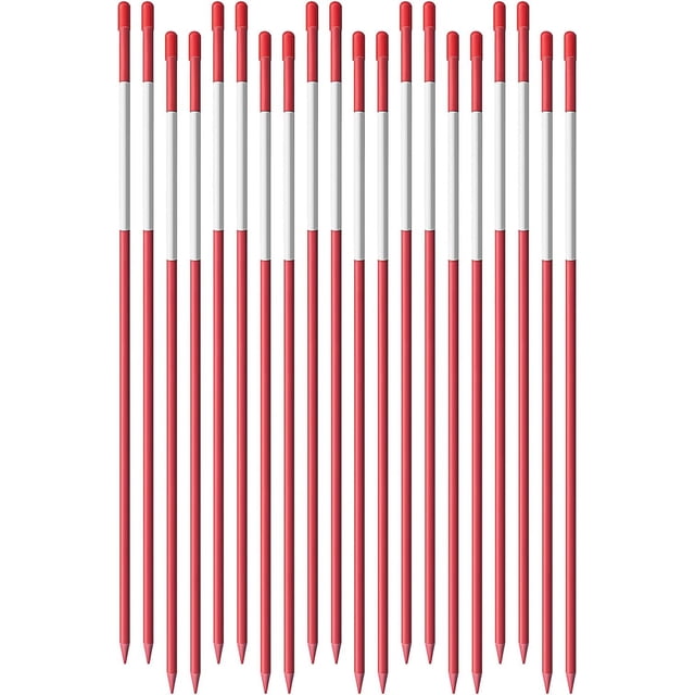 LABLT 100 PCS Fiberglass Driveway Poles Snow Stakes with Reflective ...
