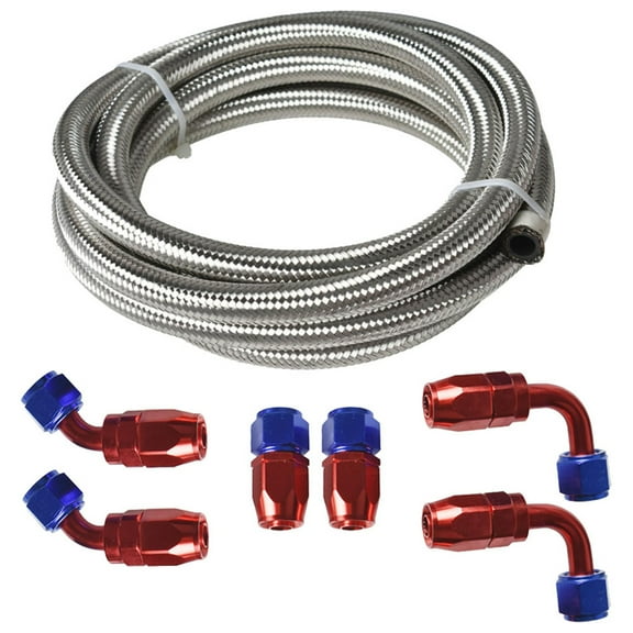 LABLT 10FT 4AN 6AN 8AN 10AN Braided Fuel Hose Line & Swivel Hose End Fitting Kit Car