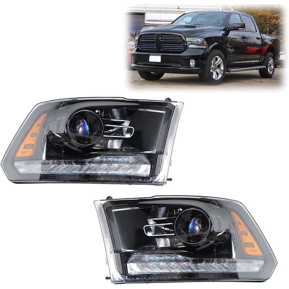 LABLT 2-Pack Headlights Assembly Headlamp LED Driver & Passenger Side Replacement for 2009-2018 Ram
