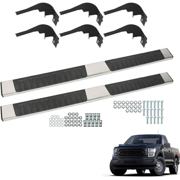 LABLT 2-Pack Running Boards Side Step Width 6 Inches Silver Stainless Steel Replacement for 2015-2022 F-150/2017-2022 F-250 F-350 Crew Cab Pickup 4-Door