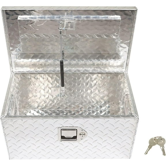 LABLT 20 Inch Aluminum Diamond Plate Tool Box Organizer Silver With Lock Key
